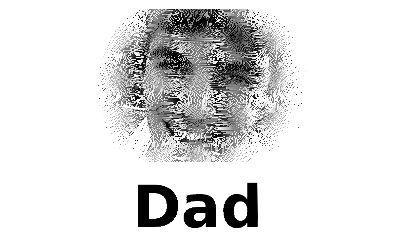 The photo card with the word DAD printed beneath it